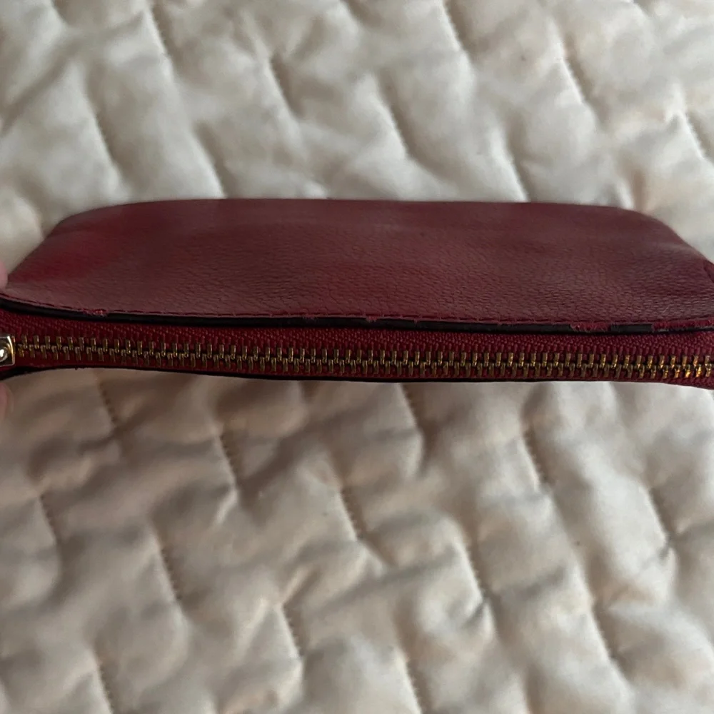 Coach Burgundy Leather Wristlet